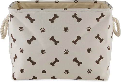 Vista 17 de Bone Dry Pet Storage Collection - Estampado de patas y huesos, rectángulo pequeño, 14 x 8 x 9 pulgadas, color negro
