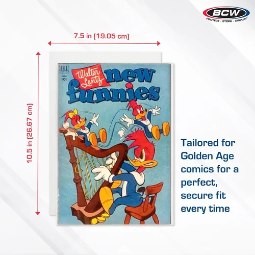 Vista 3 de BCW Golden Age Tableros de Respaldo para Cómics - Paquete de 100 Almacenamiento de Libros de Cómics Certificado Libre de Ácido Dimensiones de 7