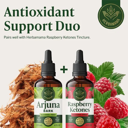 Vista 7 de HERBAMAMA Arjuna Tincture - Soporte antioxidante vegano con gotas de extracto de corteza de Arjuna Terminalia - Suplemento líquido sin OMG, sin