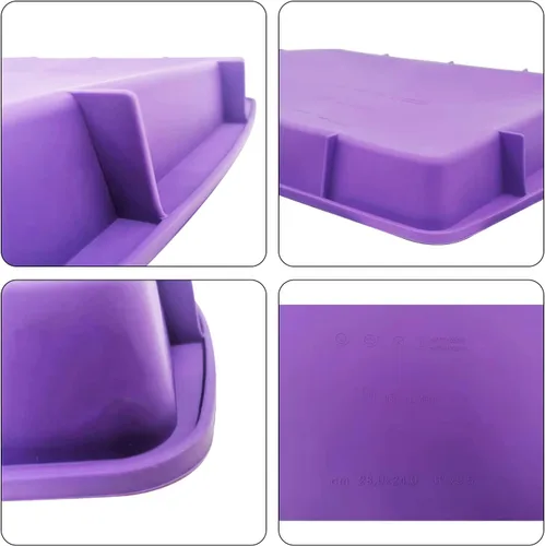 Vista 5 de Lmaray Bandeja de silicona morada de 11 x 9.5 pulgadas, segura, duradera, fácil de limpiar, apta para microondas y horno