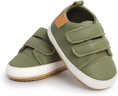 Vista 4 de SOFMUO Zapatos deportivos de piel sintética para bebés, niños y niñas, con suela de goma suave, mocasines Oxford para recién nacidos