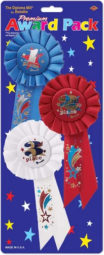 Vista 2 de Beistle Paquete de premios Rosetas de 1er, 2º y 3er lugar
