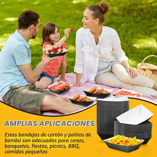 Vista 7 de Yinkin - 100 bandejas desechables de papel para servir nachos, 1 libra Negro