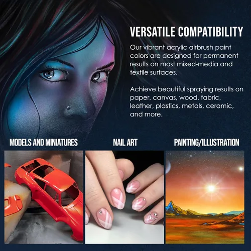 Vista 4 de U.S. Art Supply Pintura acrílica opaca para aerógrafo color azul aguamarina, botella de 1 onza, colores a base de agua no tóxicos de grado
