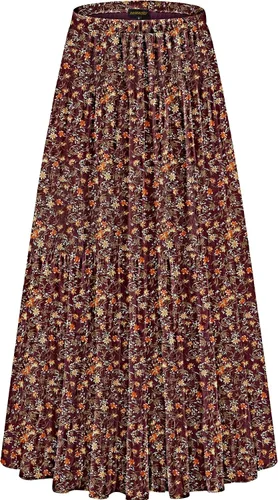 Vista 31 de NASHALYLY - Faldas largas de gasa, acampanadas, plisadas, con cintura alta y elástica para mujer Albaricoque Rosa Floral