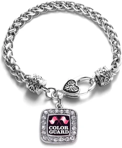Vista 89 de Pulsera de dijes cuadrados de plata con joyería de circonita cúbica