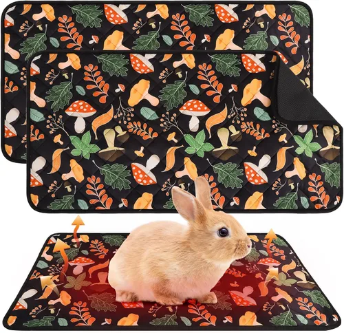 Vista 13 de Homimp 4 almohadillas para orina de conejillo de indias, autocalentables, para mantener el calor, lavables y antideslizantes, camas de animales Negro