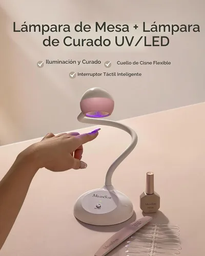Vista 7 de MelodySusie - Lámpara de uñas de cuello de cisne 360° 2 en 1 S-Pro09M para trabajos de detalle 60s Timer, 2000mAh Battery, 6h Runtime, One-Touch