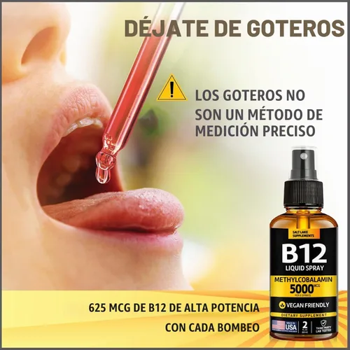 Vista 4 de Paquete de 2 líquidos B12 Spray 5000 mcg - Metilcobalamina Vitamina B12