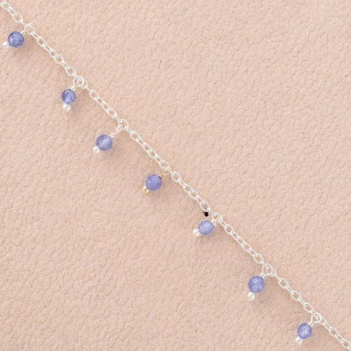 Vista 38 de Yanara Tobilleras de piedras preciosas para mujer, piedra natal natural, chapada en plata, joyería hecha a mano en 8.5 + 1.5 pulgadas, cristales