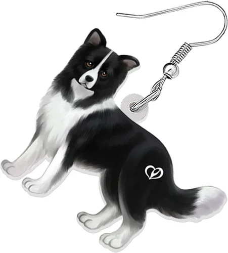 Vista 4 de BONSNY Aretes colgantes de acrílico, divertidos, adorables razas de perros, mascotas, hipoalergénicos, regalo de joyería para mujeres y niñas