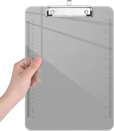 Vista 20 de Piasoenc Portapapeles de plástico, tablero de clip de regla translúcida con perfil bajo, suministros de oficina, suministros escolares, tamaño carta