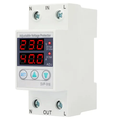 Vista 5 de Protector de voltaje monofásico ajustable sobre bajo voltaje Protector de corriente 230VCA para electrodomésticos (40A)