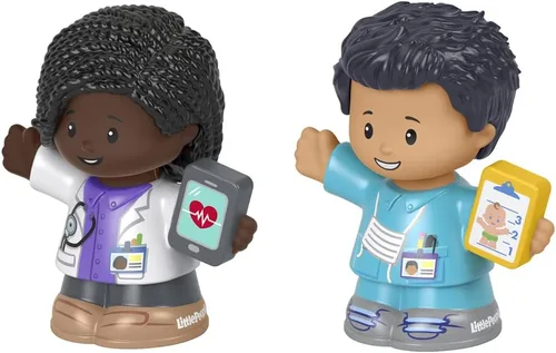 Vista 2 de F-Price - Paquete de figuras de juguete ~ Juego de figuras de inicio de historias - HBW65 ~ Figuras de médico y enfermera, morado, blanco, azul, gris