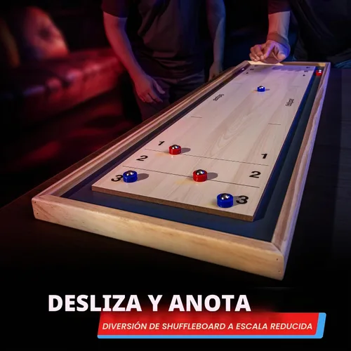 Vista 2 de GoSports Juego de Shuffleboard y Curling 2 en 1 de Mesa