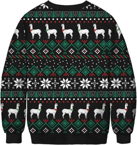 Vista 2 de Roevite Sudaderas de Navidad unisex con estampado 3D y cuello redondo, manga larga, suelta, suéter de Navidad
