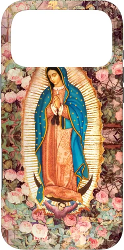 Vista 22 de Lady of Guadalupe - Carcasa para iPhone 17, diseño de flores rosadas