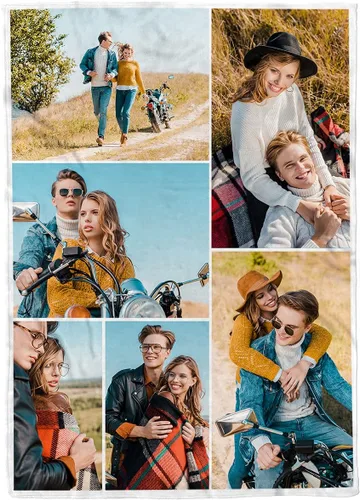Vista 7 de Manta personalizada con texto de fotos, manta con imagen personalizada para padre, mamá, niños, perros, amigos o pareja, collage de 8 fotos, 50 x 60