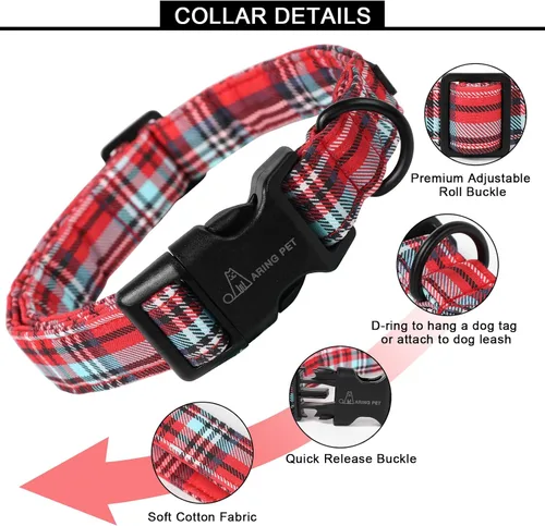 Vista 112 de Aring Pet Collar de algodón, ligero y ajustable, con hebilla de liberación rápida, para perros pequeños, medianos y grandes, para cachorros, S, Hoja