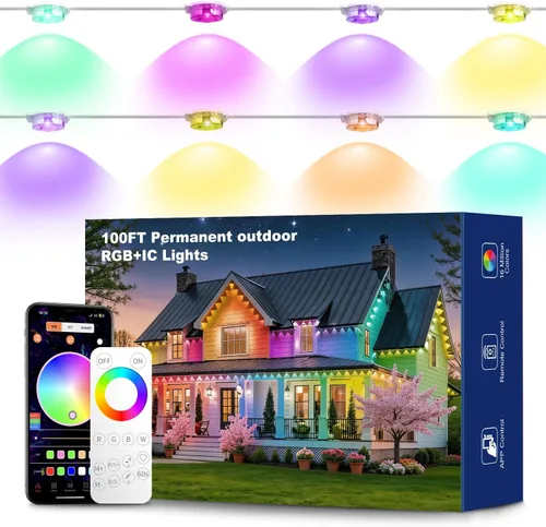 Vista 12 de Tira de luces LED COB de 20 pies RGB Smart IC, IP67 impermeable al aire libre, regulable