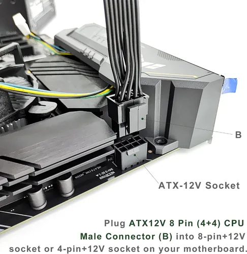Vista 5 de EPS12V CPU 8 pines hembra a CPU ATX 8 pines y ATX 4 pines macho cable de extensión de fuente de alimentación