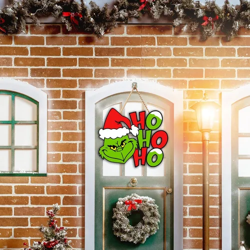 Vista 4 de Letrero de Puerta de Navidad Letrero de Madera de Navidad Colgador de Madera de Navidades para Decoración de Puerta Delantera Exterior