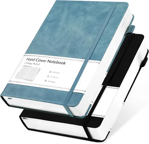 Vista 8 de CAGIE Cuaderno de cuadrícula de cuadrícula con puntos y balas, color negro A5