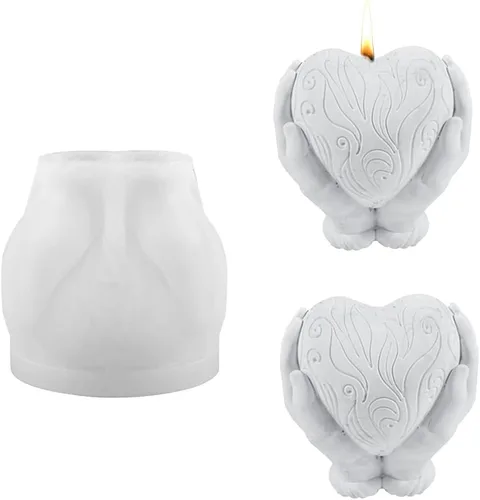 Vista 9 de Molde de resina de corazón de mano, moldes de silicona para velas de corazón, regalo del día de San Valentín, vela 3D, molde de resina epoxi