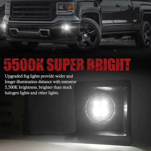 Vista 3 de BUNKER INDUST Luces antiniebla LED para GMC Sierra 1500 2014-2015, kit de lámpara antiniebla de conducción de parachoques