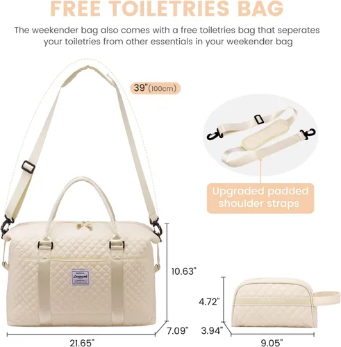 Vista 11 de LOVEVOOK Bolsa de fin de semana para mujer, bonita bolsa de viaje para gimnasio, bolsa de viaje con bolsa de artículos de tocador, bolsa