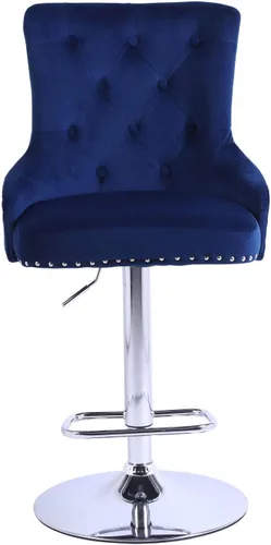 Vista 6 de asunflower Juego de 3 taburetes de bar, color azul marino, altura ajustable, con respaldo de terciopelo, giratorias, para cocina, isla de cocina