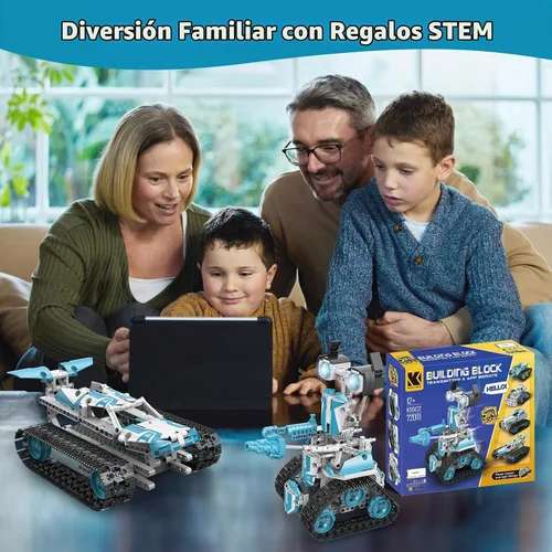 Vista 2 de Kit de construcción de robot con aplicación/control remoto, regalos STEM para niños de 6 a 16 años, juguetes robóticos de codificación técnica