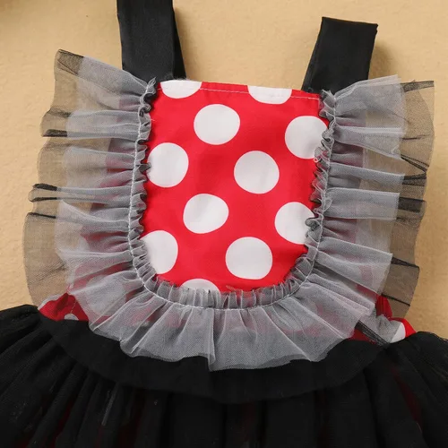Vista 14 de IBTOM CASTLE Vestido de princesa tutú para niña pequeña con estampado de leopardo, dona, ratón, vestido de princesa con funda para pañales, conjunto