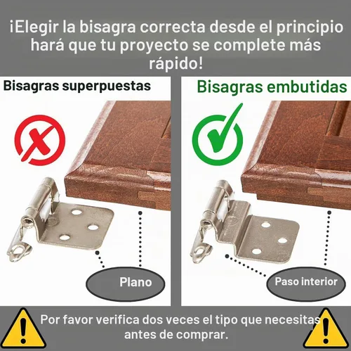 Vista 4 de DecoBasics - Bisagras de gabinete de níquel cepillado satinado de 3/8" (1 par - 2 piezas) - Bisagras de gabinete con cierre automático empotradas