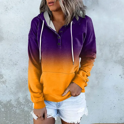 Vista 3 de WKSCLPAI Sudadera con capucha para mujer, de manga larga, ajuste holgado, estilo occidental, ropa