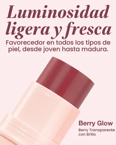 Vista 4 de Stick de maquillaje 3 en 1 , Berry Glow Rubor hidratante en crema tintada para mejillas, labios y ojos, maquillaje natural multiuso
