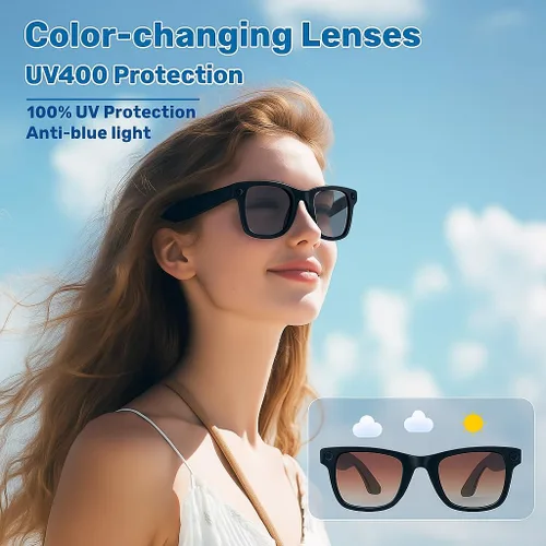 Vista 6 de TREEFIA Lentes inteligentes AI con cámara HD 1080P, traducción en tiempo real AI, audio Bluetooth, lentes inteligentes con cámara, grabadora