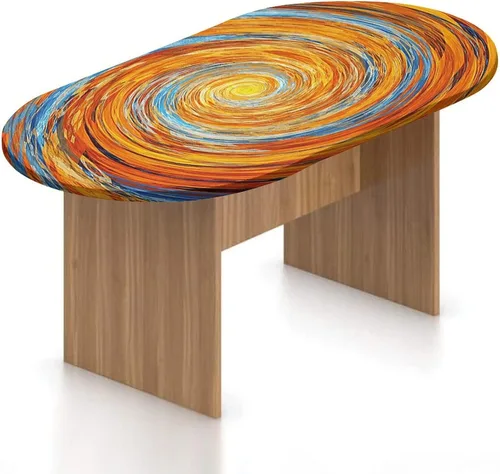 Vista 11 de XISUNYA Mantel ovalado ajustable para patio, de poliéster elástico rústico, mantel con estampado de tablones de madera dura, se adapta a mesas