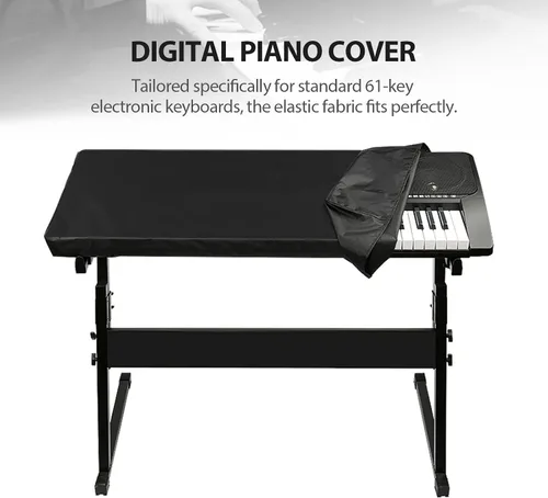 Vista 2 de Cubierta antipolvo para teclado de piano de 61 teclas, tela elástica de elastano con bloqueo de cable ABS, protector universal a prueba de polvo