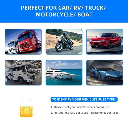 Vista 6 de 50 mini fusibles de automóvil de 2 amperios, kit surtido de fusibles de hoja para automóvil, marina, camión, repuesto de fusibles de RV