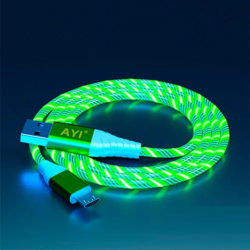 Vista 15 de AYI 3 combinaciones de múltiples puertos USB A a USBC Micro PD cable de carga rápida iluminado flujo de corriente compatible con casi todos