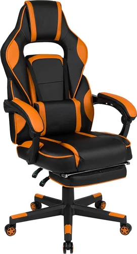 Vista 18 de Flash Furniture X20 - Silla giratoria de policarbonato ergonómica y ajustable con respaldo completamente reclinable en LeatherSoft negro