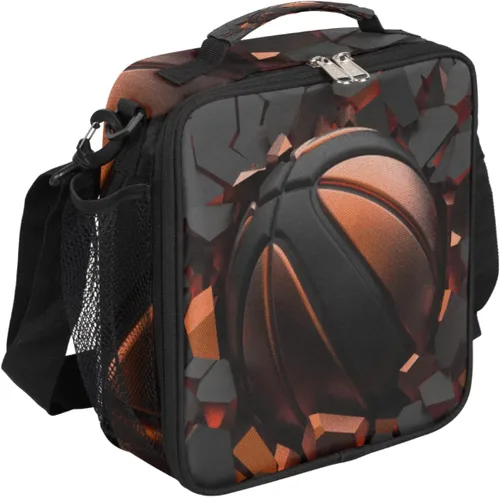 Vista 11 de Lonchera personalizada con nombre, lonchera personalizada de baloncesto, bolsa de almuerzo aislada personalizada, bolsa de preparación de comidas A