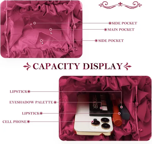 Vista 4 de Lanpet Bolsos de mano florales para mujer, bolso de noche de flores de satén, bolsos de fiesta de graduación