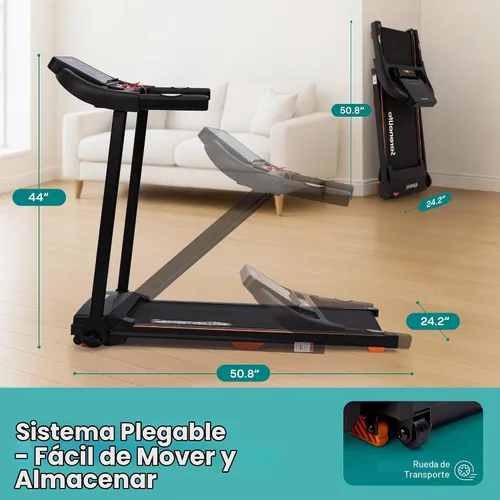 Vista 5 de SereneLife Treadmill with Incline & Handle Bars Compact Portable Walking Pad & Treadmill for Home/Apartment Wide Running Belt 40" x 16" Negro
