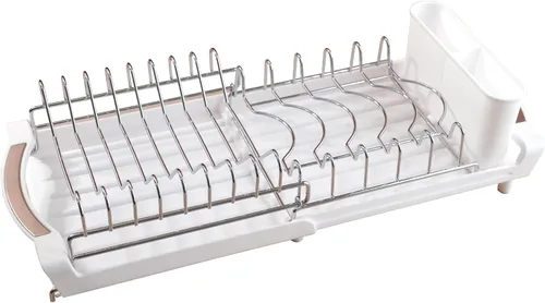 Vista 9 de Estante para secar platos compacto y expandible - Un escurridor de platos de acero inoxidable, resistente a la oxidación, que ahorra espacio