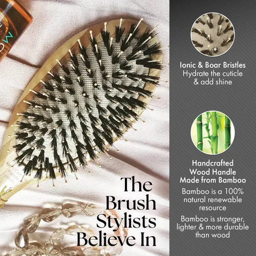 Vista 4 de Olivia Garden Cepillo de pelo iónico de bambú ecológico para el cabello saludable