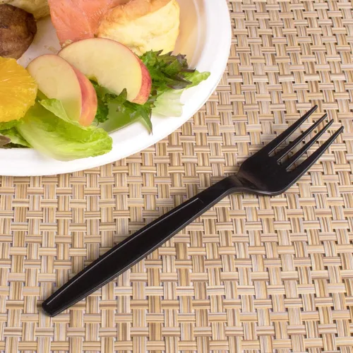 Vista 8 de Karat Tenedores de plástico resistentes envueltos individualmente, tenedores desechables resistentes para restaurantes y camiones de comida
