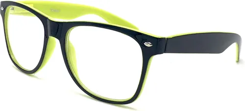 Vista 4 de Goson Lentes transparentes sin receta para mujeres y hombres, anteojos cuadrados para nerd hipster, 2 pares, marco negro y negroamarillo