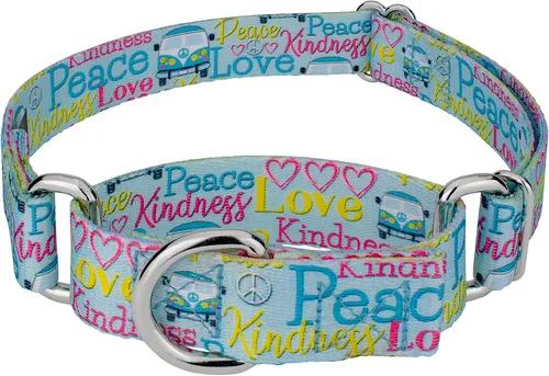 Vista 10 de Country Brook Petz - Collar para perro Martingala con mandala bohemio azul, colección Groovy con diseños lejanos (1/2 pulgada, 2XS)